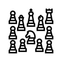 team figures of chess game line icon vector illustration