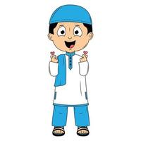 cute moslem boy cartoon illustration vector