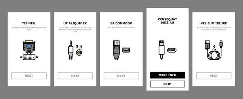 Usb Cable And Port Purchases Onboarding Icons Set Vector