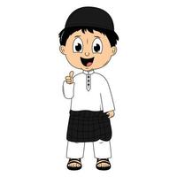 linda musulmán chico dibujos animados ilustración vector