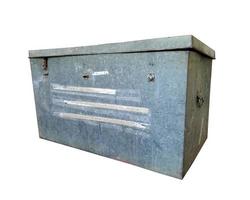 old grey metal chest isolate,Old metal box. photo