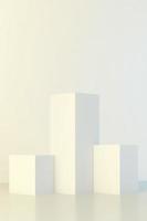 ceramic texture white podium on white background, pedestal for product display, 3d rendered photo