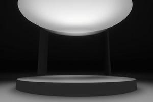 grey rectangle podium on dark background with spotlights. pedestal for product display 3d rendered photo