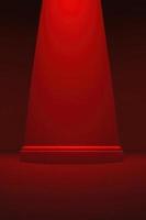 red podium on red background with spot light. pedestal for product display, 3d rendered photo