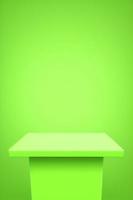 green rectangle podium on green background. pedestal for product display 3d rendered photo