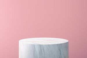 ceramic texture white podium on pink background, pedestal for product display, 3d rendered photo