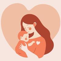 woman holding her baby son vector