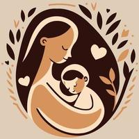 woman holding her baby son vector