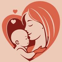 woman holding her baby son vector