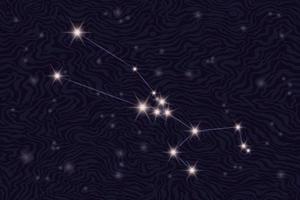 Zodiac constellation Taurus on the background of the starry sky. Taurus on a textured background of a starry night. Astrological zodiac on the background of space. Popular astronomy. vector