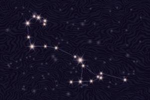 Zodiac constellation Scorpio on the background of the starry sky. Scorpio on a textured background of a starry night. Astrological zodiac on the background of space. Popular astronomy vector