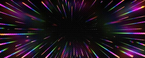 Rainbow light speed on dark background vector