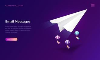 Email message service, isometric marketing concept vector