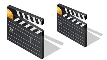 Cinema film clapperboards isometric icons vector