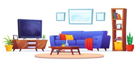 vivo habitación interior con mueble y televisión vector