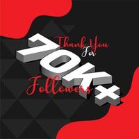 thanks for 70k or 70000 followers or subscribers with abstract 3d vibes vector