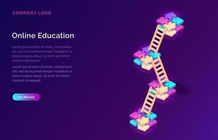Online education or training isometric concept vector