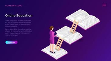 Online education or training isometric concept vector