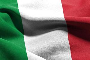 3d ilustración de cerca bandera de Italia foto