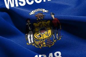 3d ilustración bandera de Wisconsin es un estado de unido estados w foto