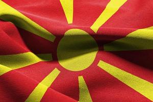 3D illustration closeup flag of North Macedonia photo