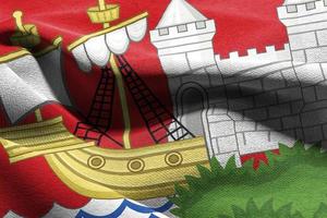 3D illustration flag of Bristol is a region of England. Waving o photo