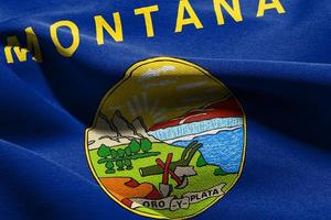 3D illustration flag of Montana is a state of United States. Wav photo