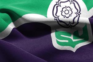 3D illustration flag of South Yorkshire is a region of England. photo
