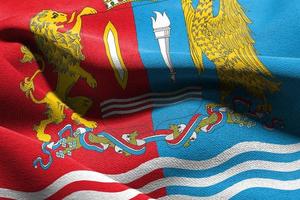 3D illustration flag of Ivanovo Oblast is a region of Russia. Wa photo