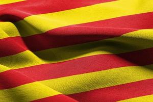3D illustration flag of Catalonia is a region of Spain. Waving o photo
