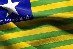 3D illustration flag of Piaui is a state of Brazil. Waving on th photo