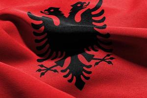 3D illustration closeup flag of Albania photo