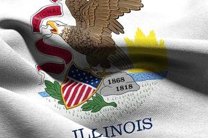 3D illustration flag of Illinois is a state of United States. Wa photo