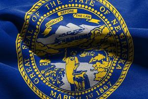 3d ilustración bandera de Nebraska es un estado de unido estados Washington foto