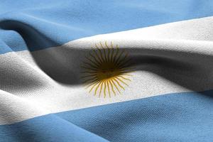 3d ilustración de cerca bandera de argentina foto