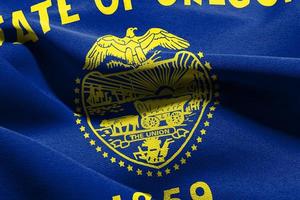 3d ilustración bandera de Oregón es un estado de unido estados wavi foto