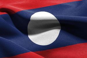 3D illustration closeup flag of Laos photo