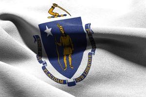 3d ilustración bandera de Massachusetts es un estado de unido estado foto