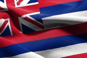 3D illustration flag of Hawaii is a state of United States. Wavi photo