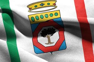 3D illustration flag of Apulia is a region of Italy. Waving on t photo