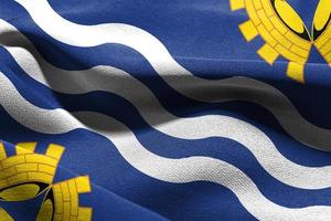 3D illustration flag of Merseyside is a region of England. Wavin photo