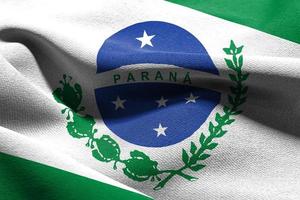 3D illustration flag of Parana is a state of Brazil. Waving on t photo