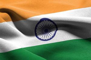 3D illustration closeup flag of India photo