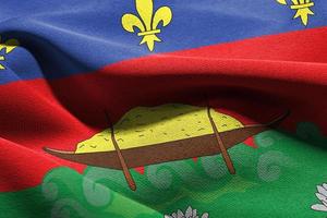 3D illustration flag of French Guiana is a region of France. Wav photo