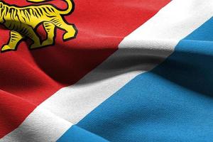 3D illustration flag of Primorsky Krai is a region of Russia. Wa photo
