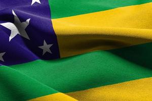 3D illustration flag of Sergipe is a state of Brazil. Waving on photo