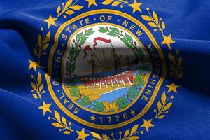 3D illustration flag of New Hampshire is a state of United State photo