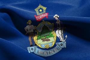 3d ilustración bandera de Maine es un estado de unido estados saludando foto