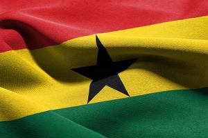 3d ilustración de cerca bandera de Ghana foto
