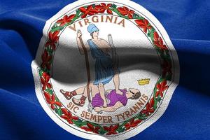 3D illustration flag of Virginia is a state of United States. Wa photo